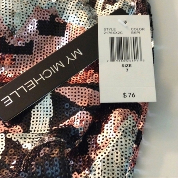 My Michelle Womens Sequin Geometric Pattern Dress - Size 7 - Picture 4 of 5